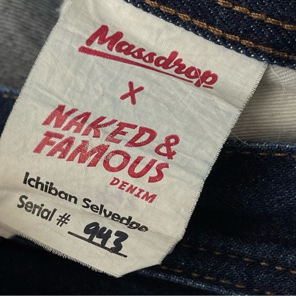 Naked & Famous Jeans Mens 33 x 33 MassDrop Weird Guy Tapered Leg Selvedge Denim - Picture 9 of 10